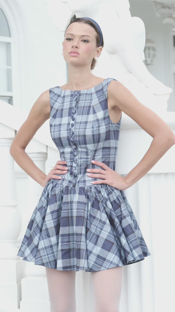 blue white plaid dress Light Women Cotton Color Women's Porch Swing Pretty Light